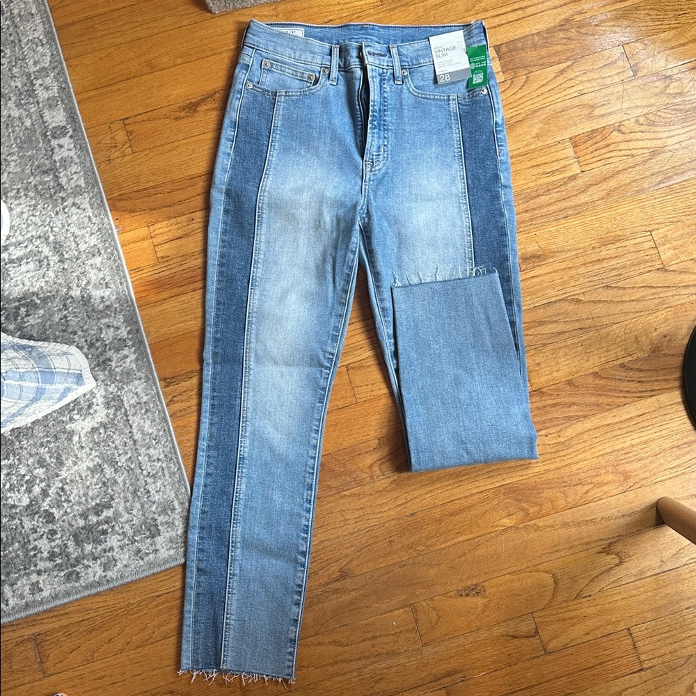 Two-Tone Blue Denim Jeans